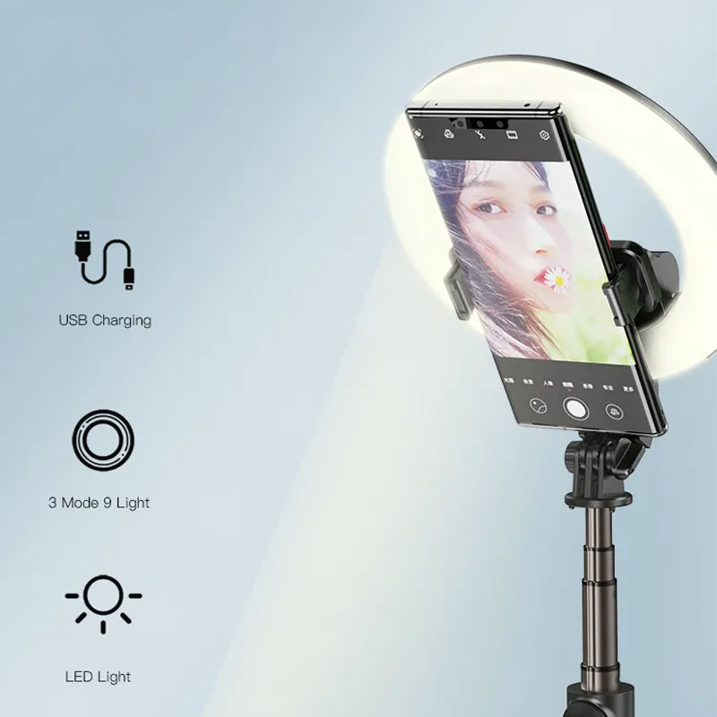 Phone holder with tripod