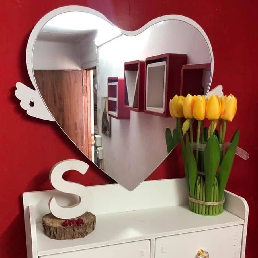 Heart shaped bathroom mirror