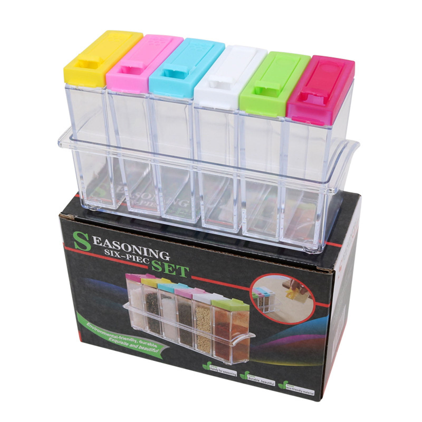 Transparent plastic seasoning and spice boxes