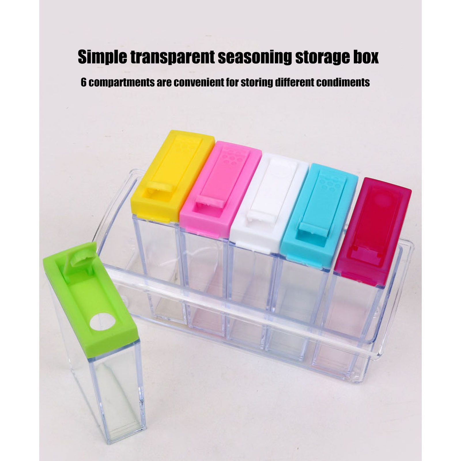 Transparent plastic seasoning and spice boxes