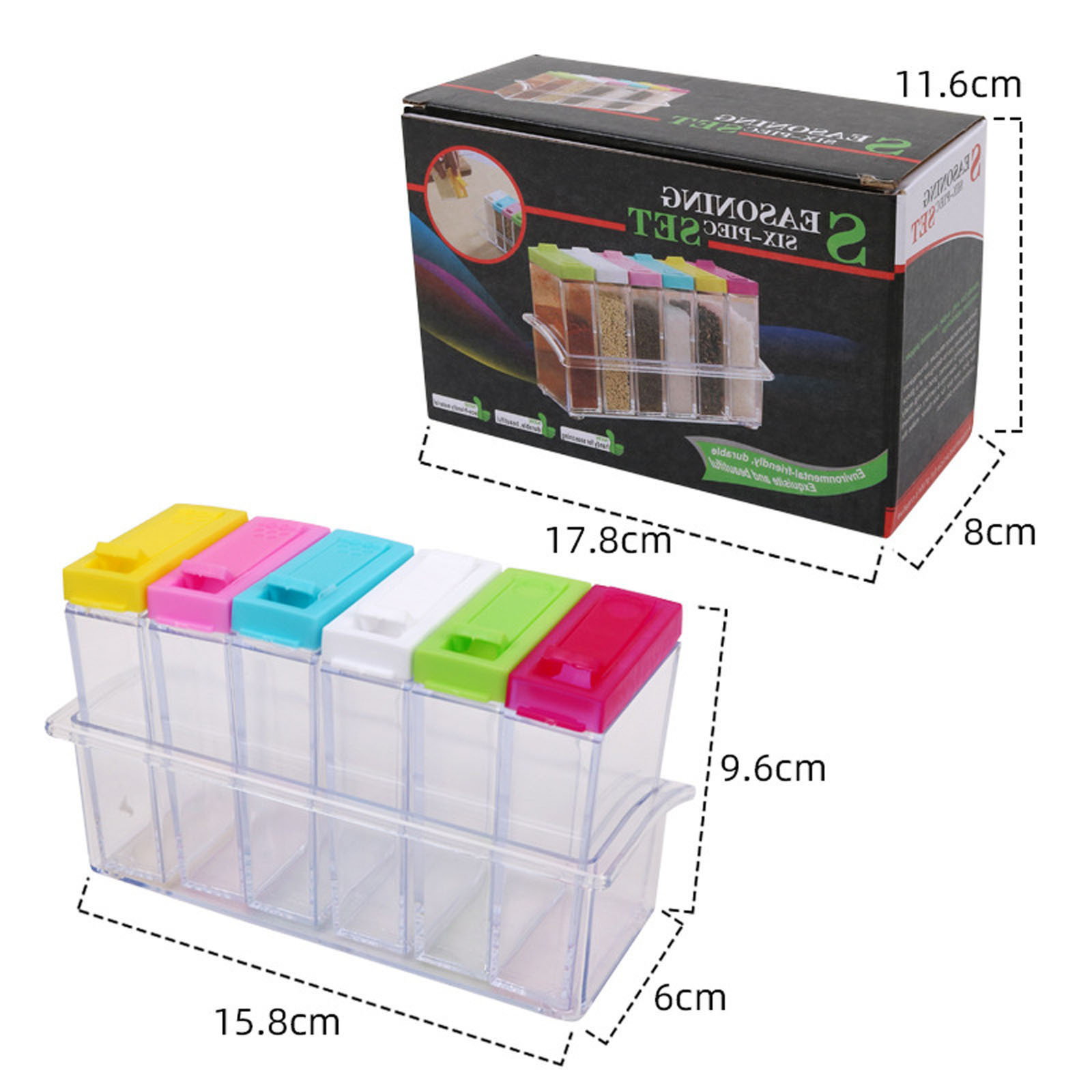 Transparent plastic seasoning and spice boxes