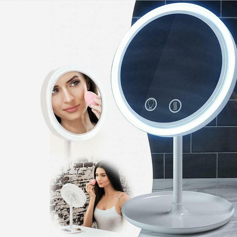 Makeup Mirror With Fan LED Light