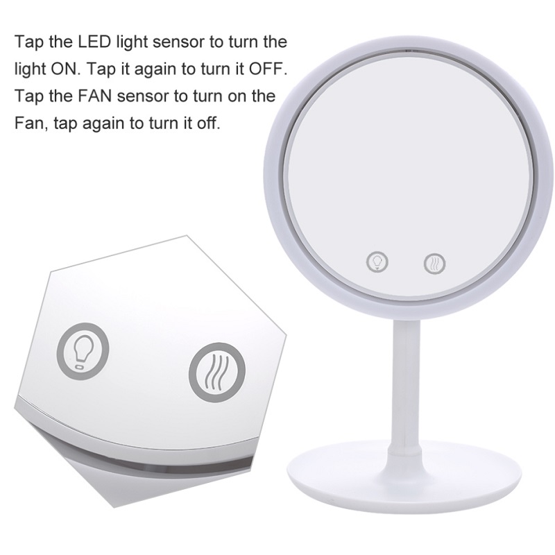 Makeup Mirror With Fan LED Light